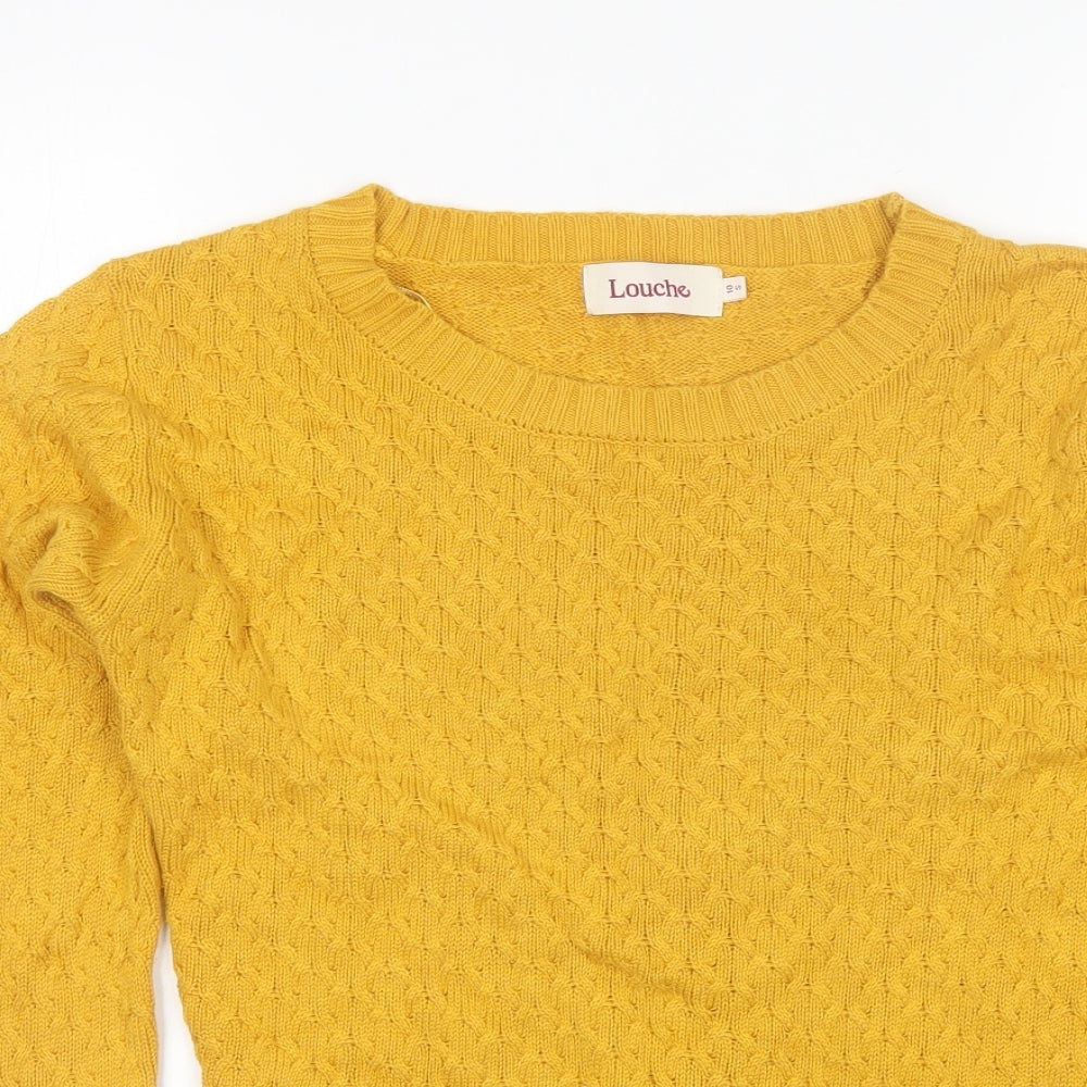 Louche Womens Yellow Round Neck  Viscose Pullover Jumper Size S