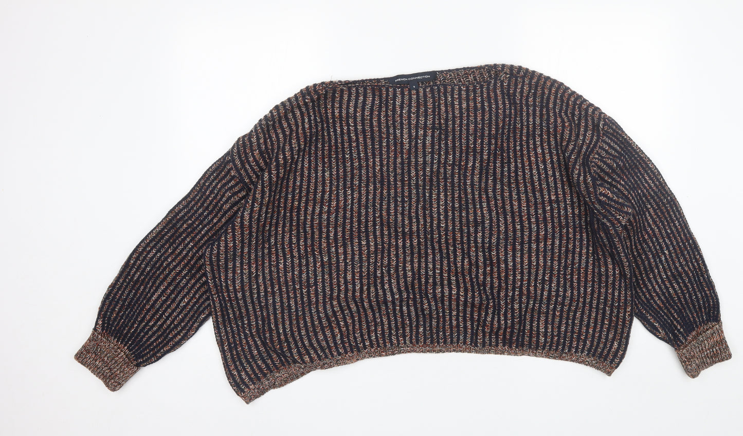 French Connection Womens Blue Boat Neck Striped Cotton Pullover Jumper Size S
