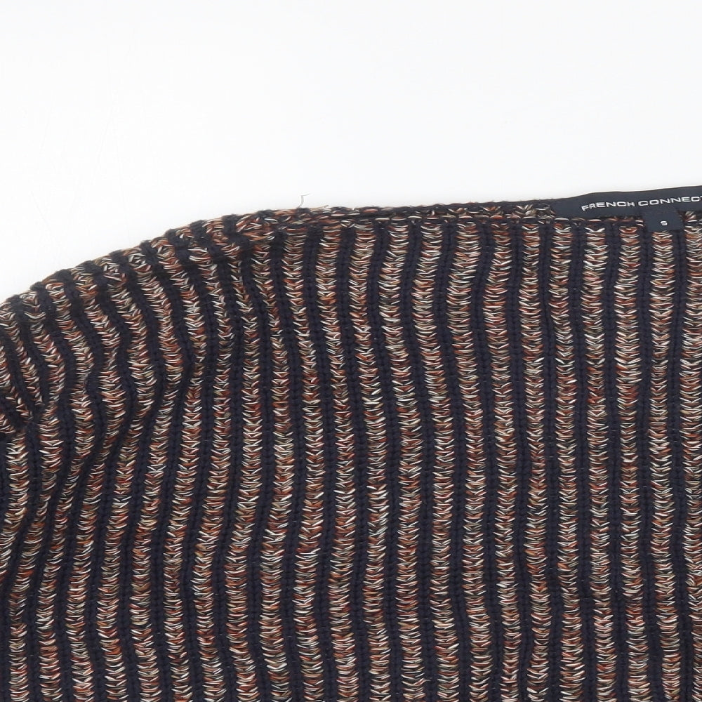 French Connection Womens Blue Boat Neck Striped Cotton Pullover Jumper Size S
