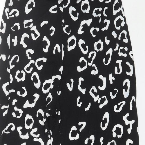 ASOS Womens Black Animal Print Viscose Trousers  Size 12 L25 in Regular
