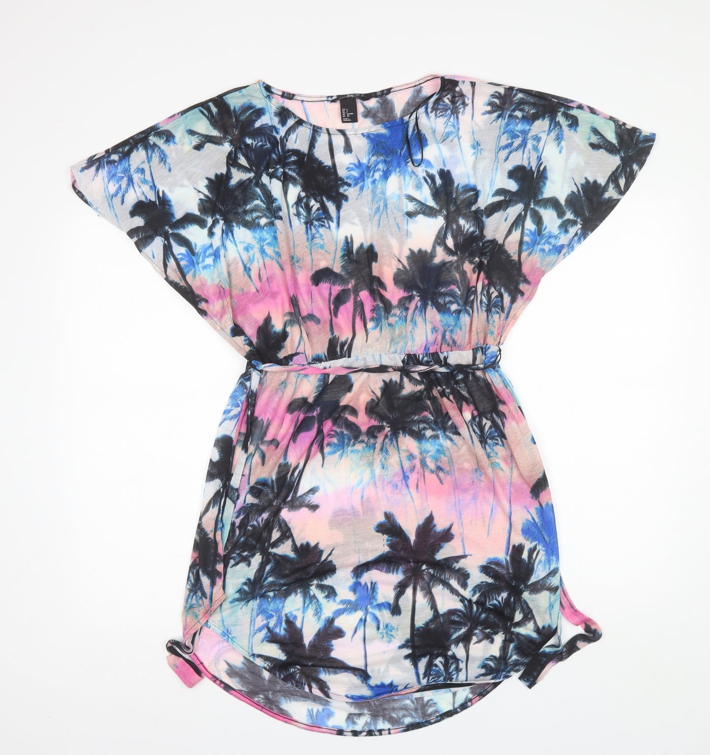 H&M Womens Pink Floral Polyester Sheath  Size S  Round Neck