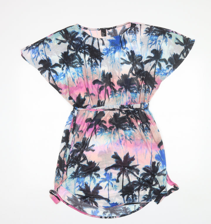 H&M Womens Pink Floral Polyester Sheath  Size S  Round Neck