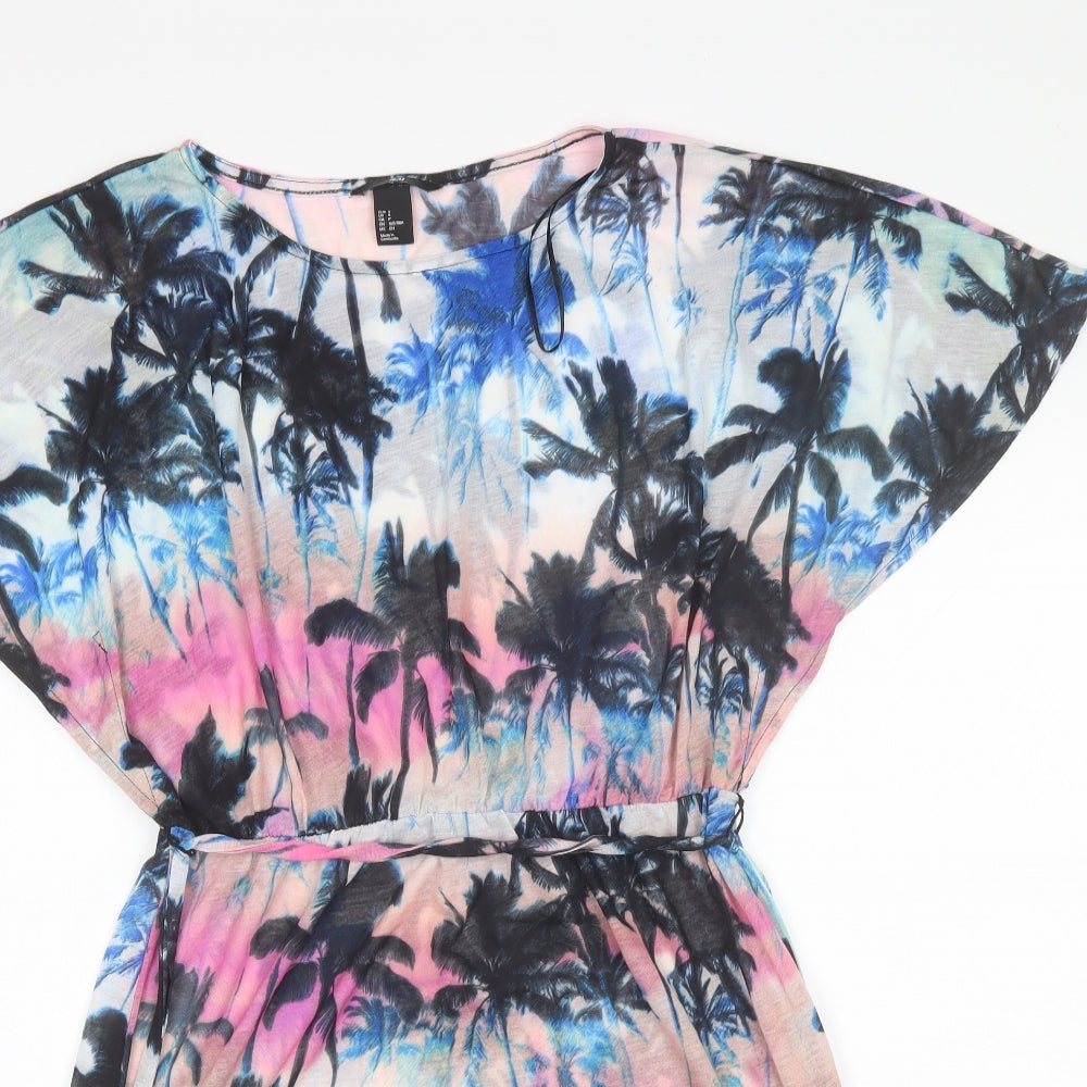 H&M Womens Pink Floral Polyester Sheath  Size S  Round Neck