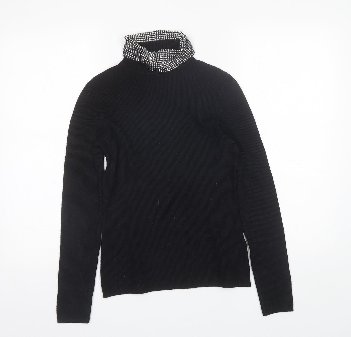 QED London Womens Black Roll Neck  Viscose Pullover Jumper Size M