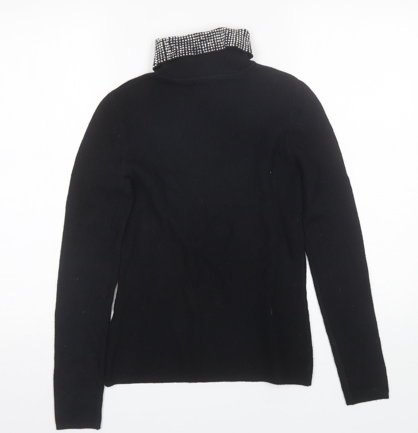 QED London Womens Black Roll Neck  Viscose Pullover Jumper Size M