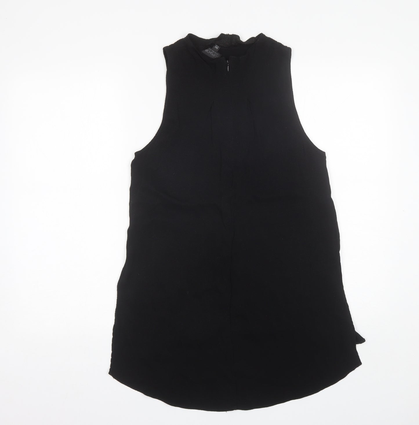 Topshop Womens Black  Viscose Basic Blouse Size 10 Round Neck