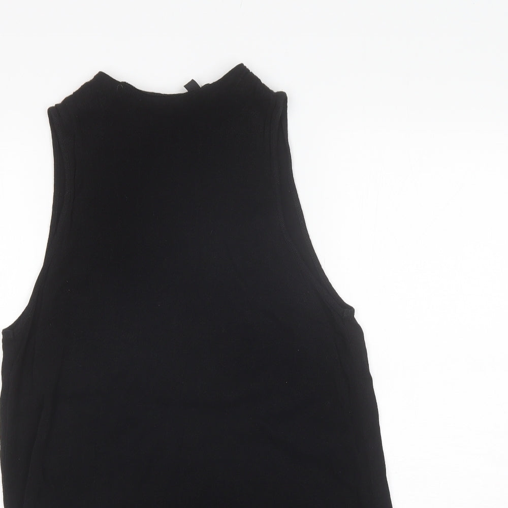 Topshop Womens Black  Viscose Basic Blouse Size 10 Round Neck