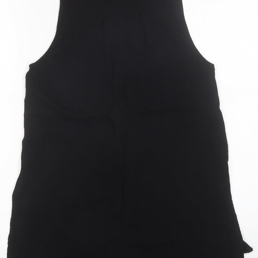 Topshop Womens Black  Viscose Basic Blouse Size 10 Round Neck