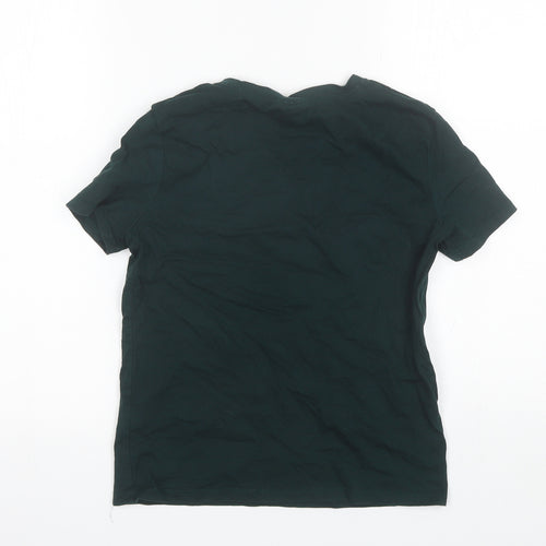 Topshop Womens Green  Cotton Basic T-Shirt Size 6 Round Neck