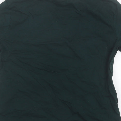 Topshop Womens Green  Cotton Basic T-Shirt Size 6 Round Neck