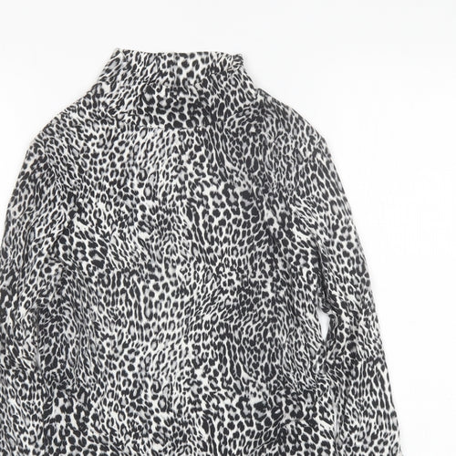 Select Womens Grey Animal Print Viscose Basic Blouse Size 14 Mock Neck