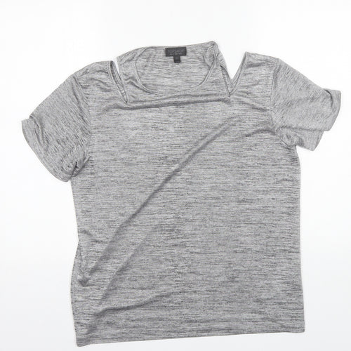 Topshop Womens Grey  Polyester Basic Blouse Size 10 Round Neck