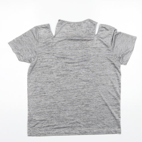 Topshop Womens Grey  Polyester Basic Blouse Size 10 Round Neck