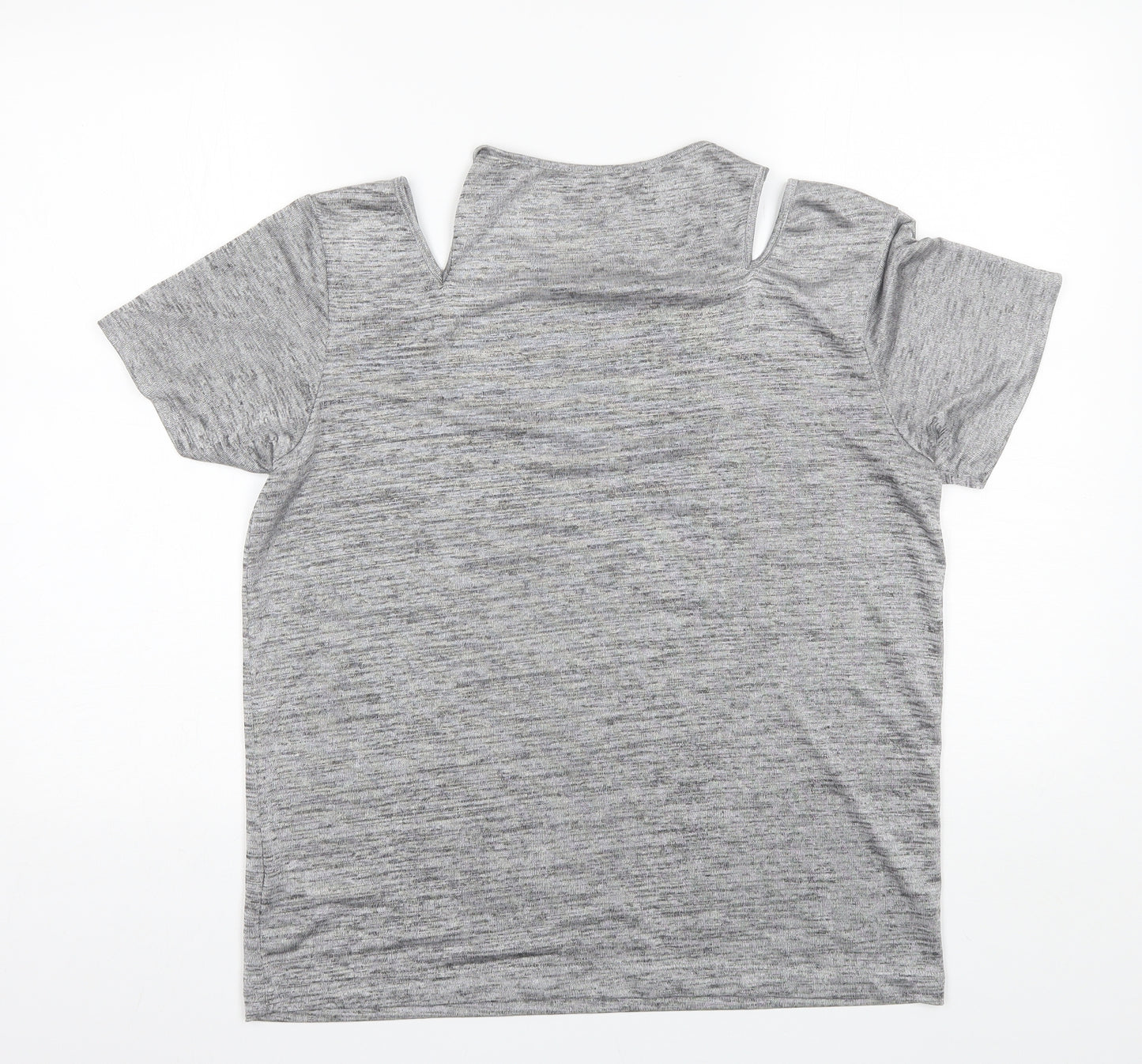 Topshop Womens Grey  Polyester Basic Blouse Size 10 Round Neck
