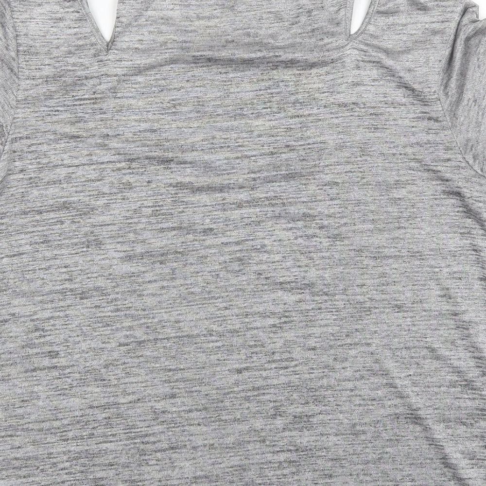 Topshop Womens Grey  Polyester Basic Blouse Size 10 Round Neck