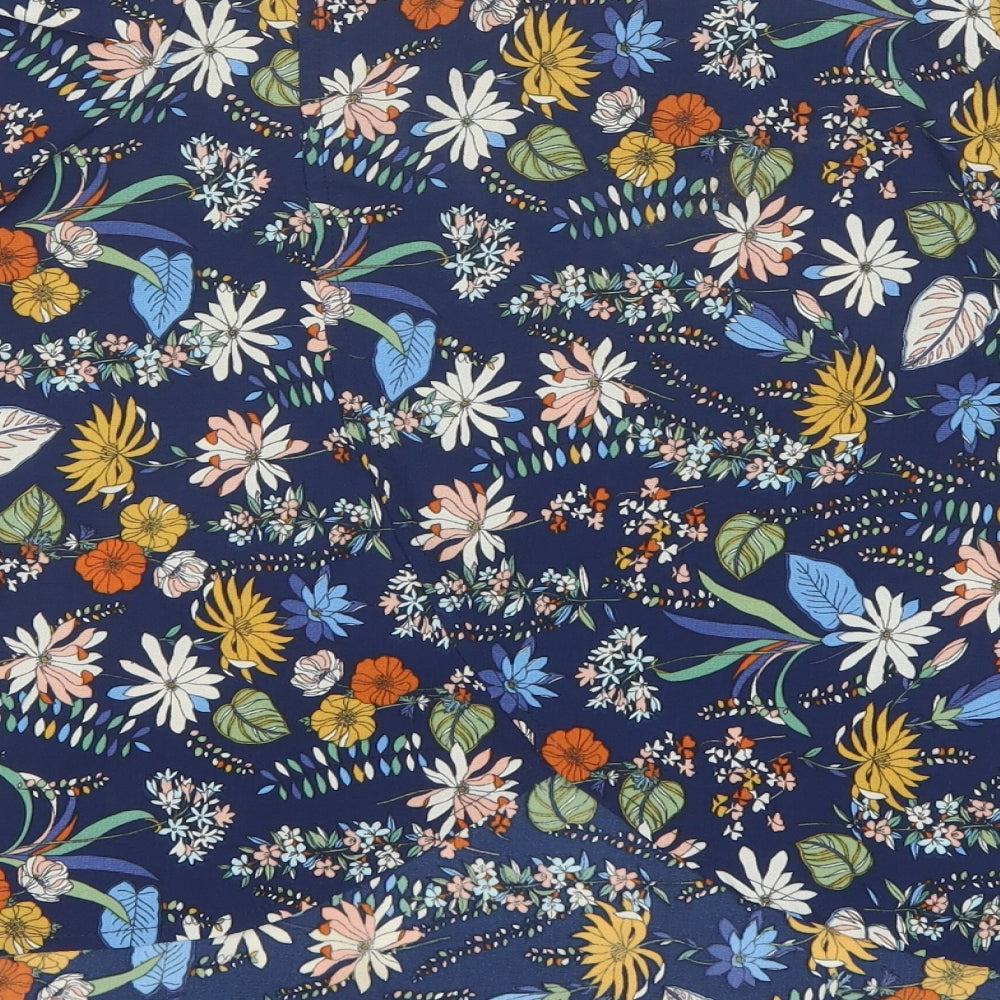 Atmosphere Womens Blue Floral Polyester Basic Blouse Size 10 Off the Shoulder