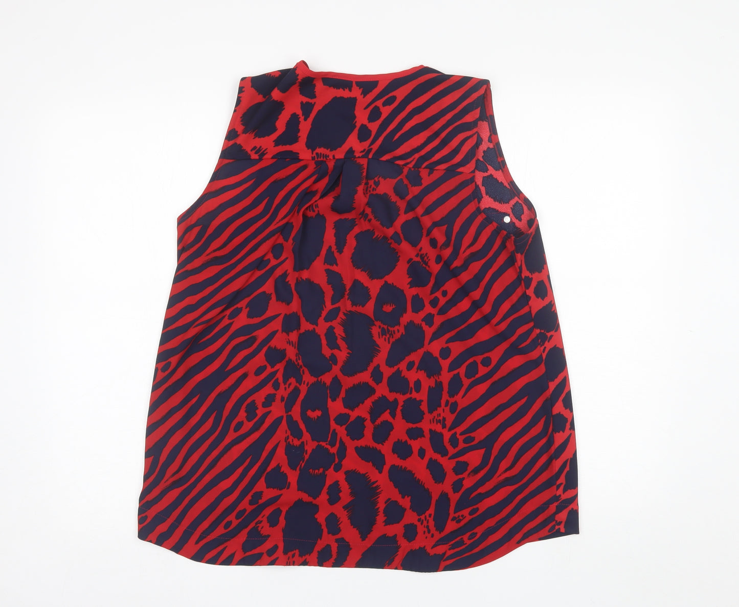 NEXT Womens Red Animal Print Polyester Basic Blouse Size 14 Round Neck