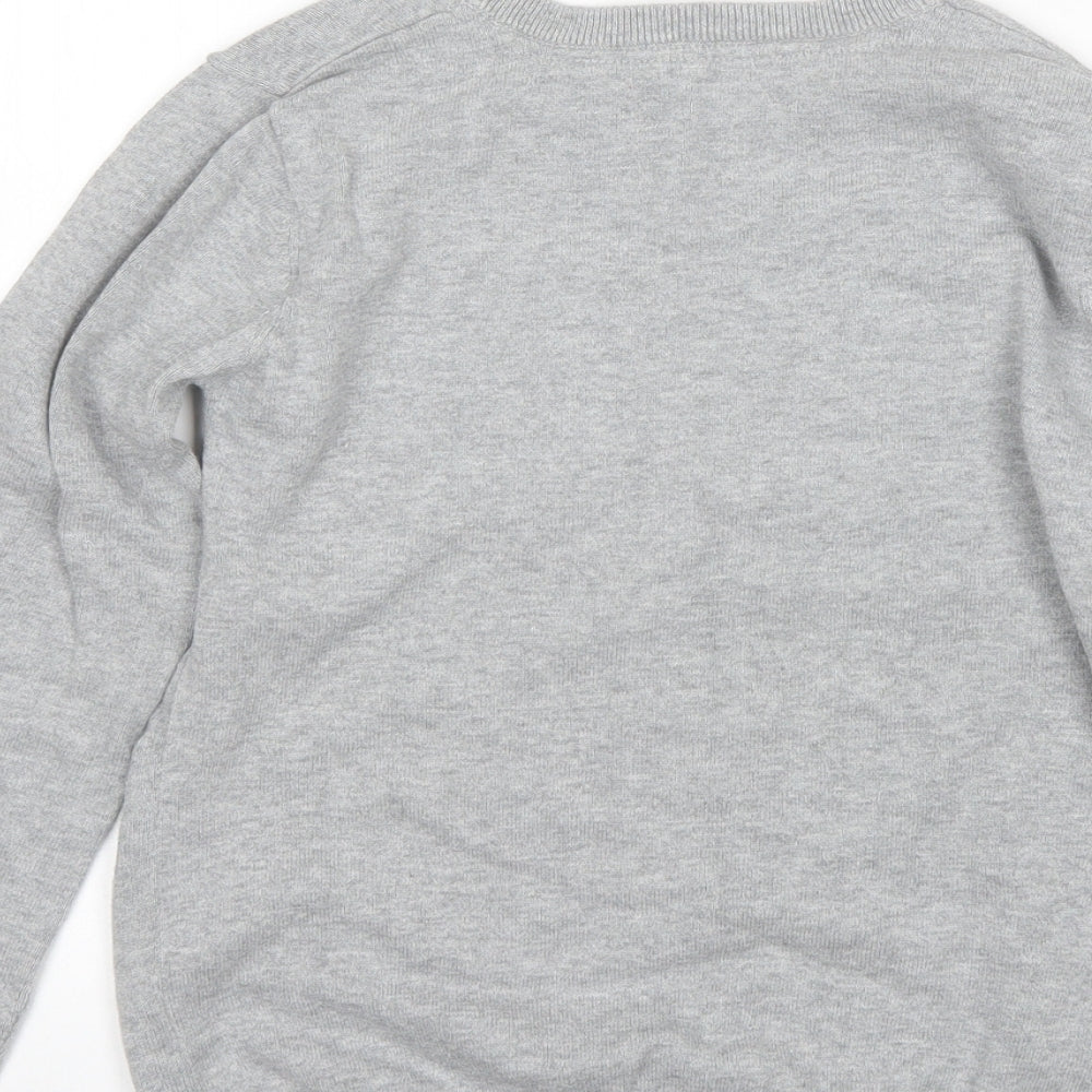 YD Girls Grey Round Neck  Cotton Pullover Jumper Size 10-11 Years