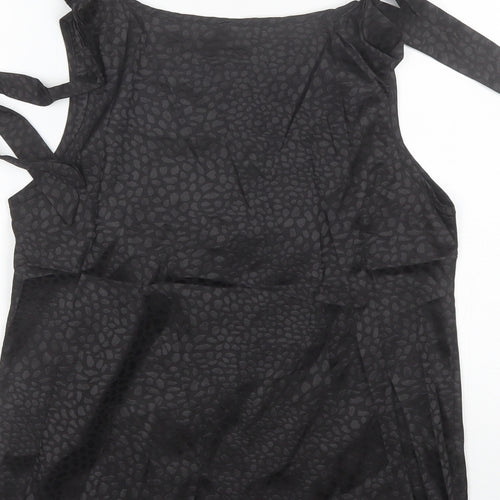 SheIn Womens Black Animal Print Polyester Basic Blouse Size S V-Neck