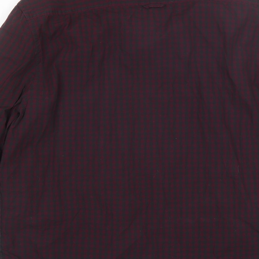George Mens Red Plaid Cotton  Button-Up Size XL Collared