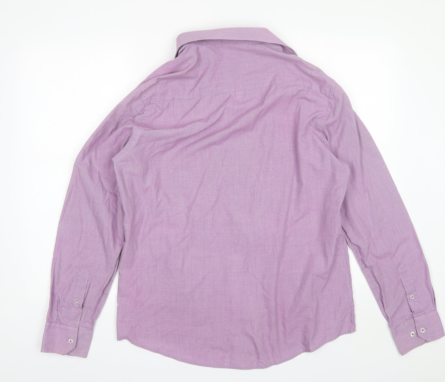 F&F Mens Purple  Polyester  Dress Shirt Size 16 Collared