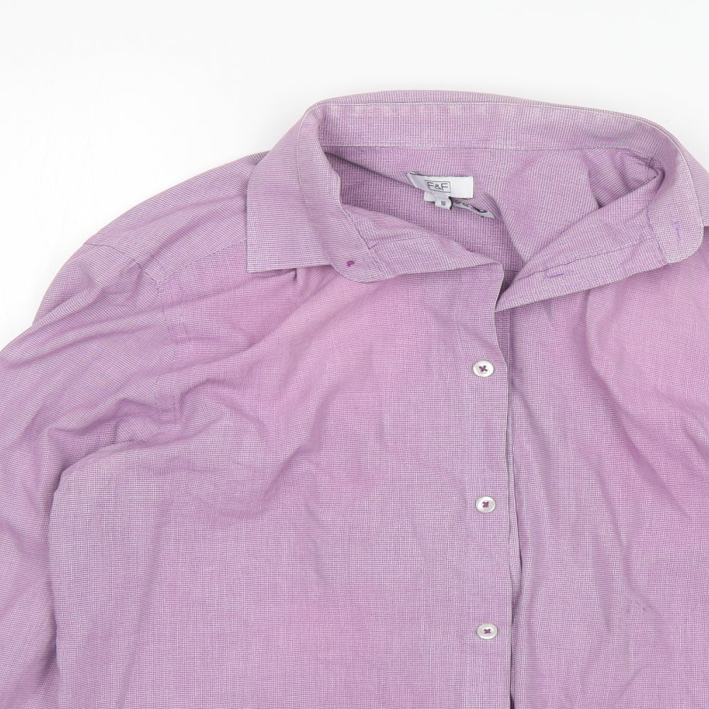 F&F Mens Purple  Polyester  Dress Shirt Size 16 Collared