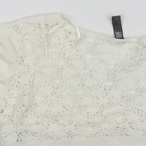 Bay Womens White V-Neck  Viscose Shrug Jumper Size 12