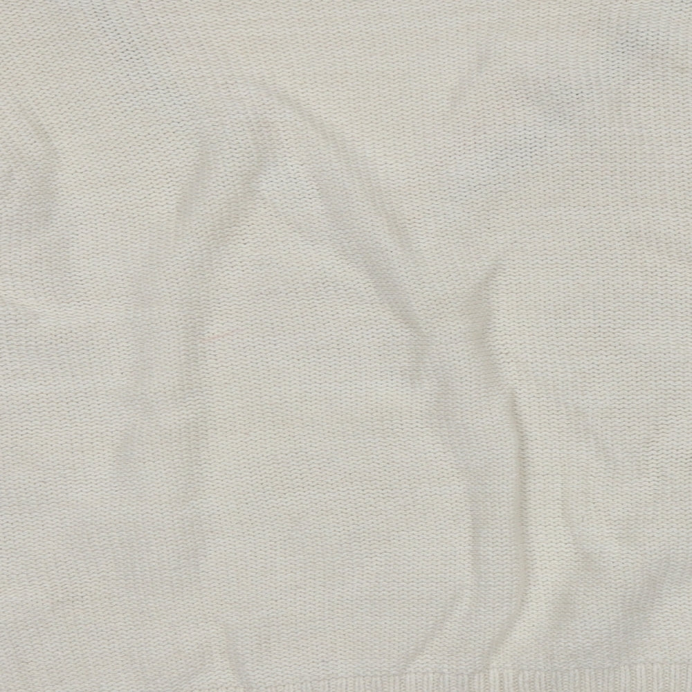 River Island Womens White V-Neck  Acrylic Pullover Jumper Size 18