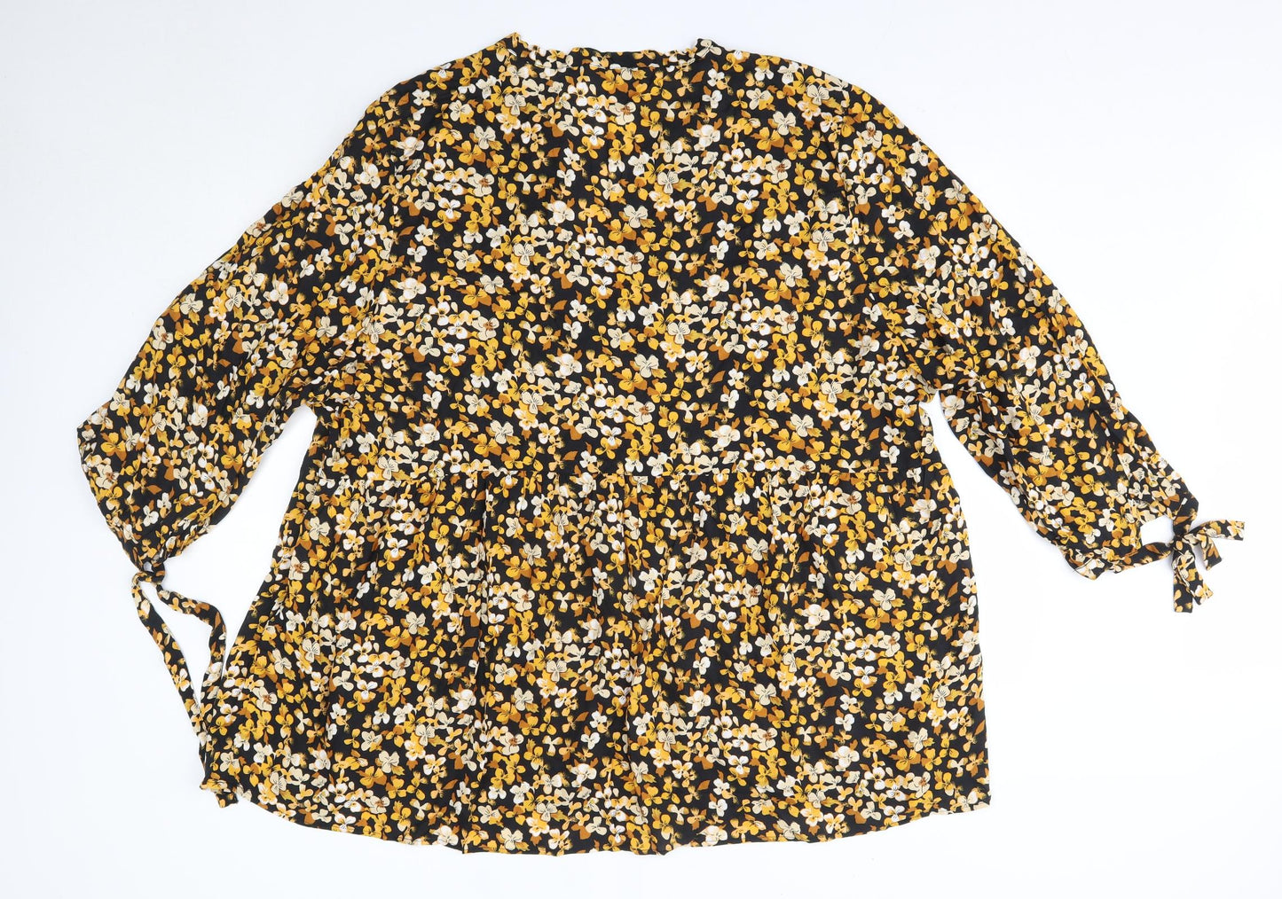 Dorothy Perkins Womens Orange Floral Viscose Basic Blouse Size 22 V-Neck