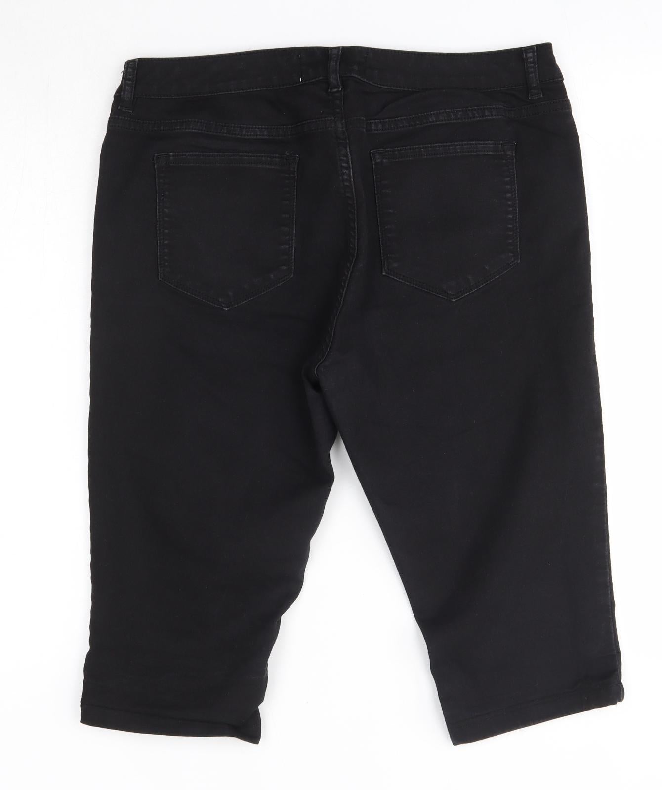 Fat Face Womens Black  Cotton Cropped Trousers Size 16  Regular  - Jegging
