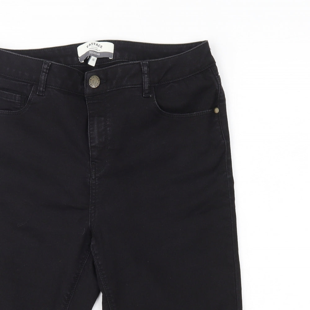 Fat Face Womens Black  Cotton Cropped Trousers Size 16  Regular  - Jegging
