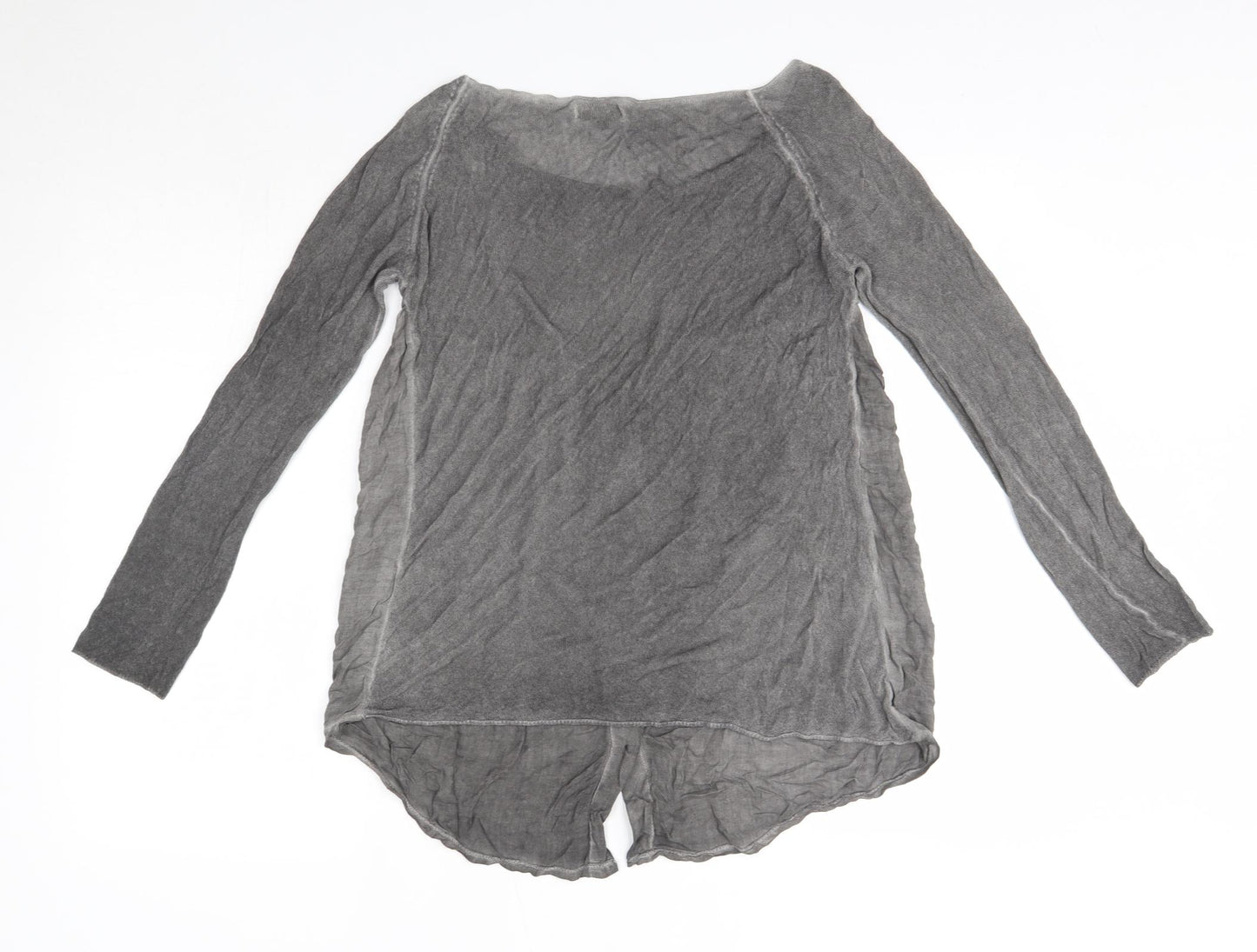 H Trend Womens Grey  Polyester Basic Blouse Size S Round Neck