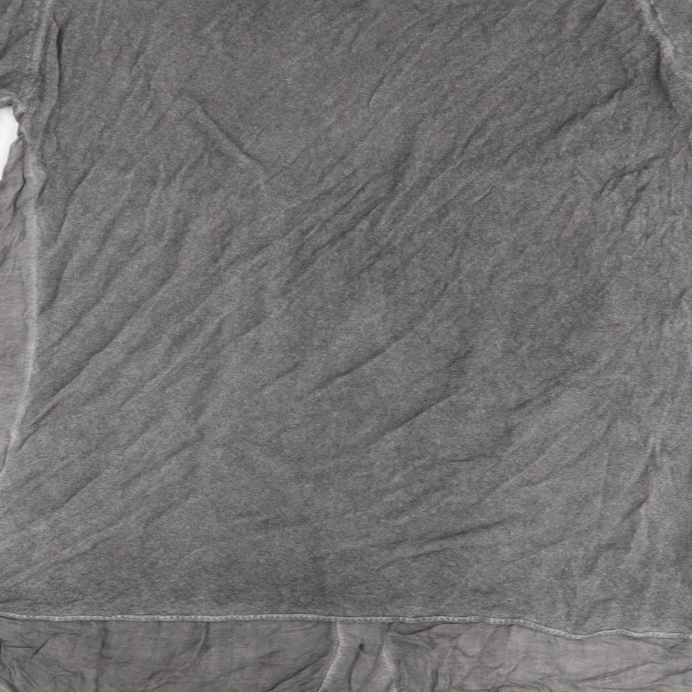 H Trend Womens Grey  Polyester Basic Blouse Size S Round Neck
