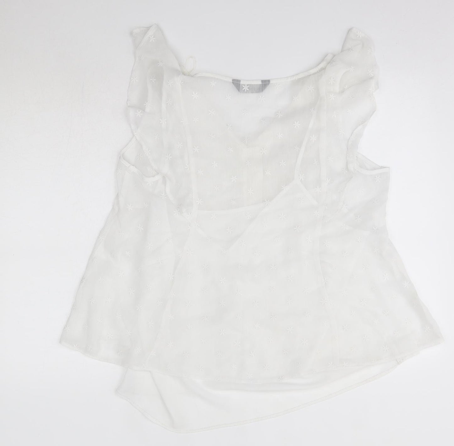 F&F Womens White Floral Polyester Basic Blouse Size 18 V-Neck