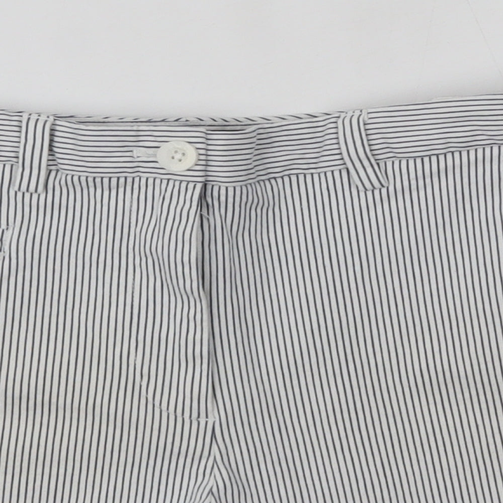 M&S Womens Blue Striped Cotton Boyfriend Shorts Size 10  Regular