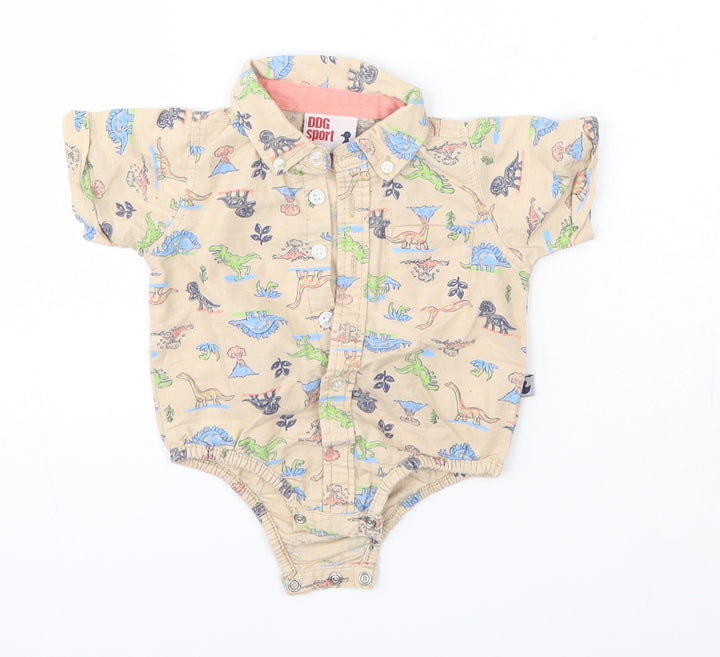 DOG Sport Baby Multicoloured  100% Cotton Basic Button-Up Size 6-9 Months Collared  - Dinosaurs