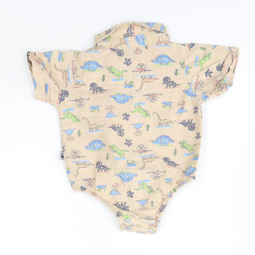 DOG Sport Baby Multicoloured  100% Cotton Basic Button-Up Size 6-9 Months Collared  - Dinosaurs