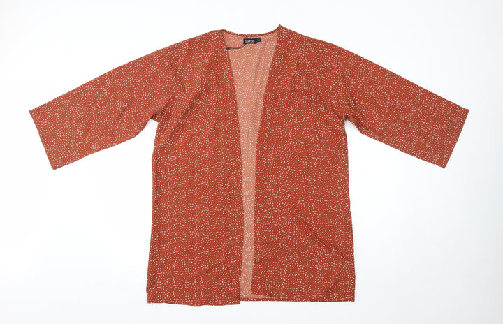Boohoo Womens Orange V-Neck Polyester Cardigan Jumper Size M