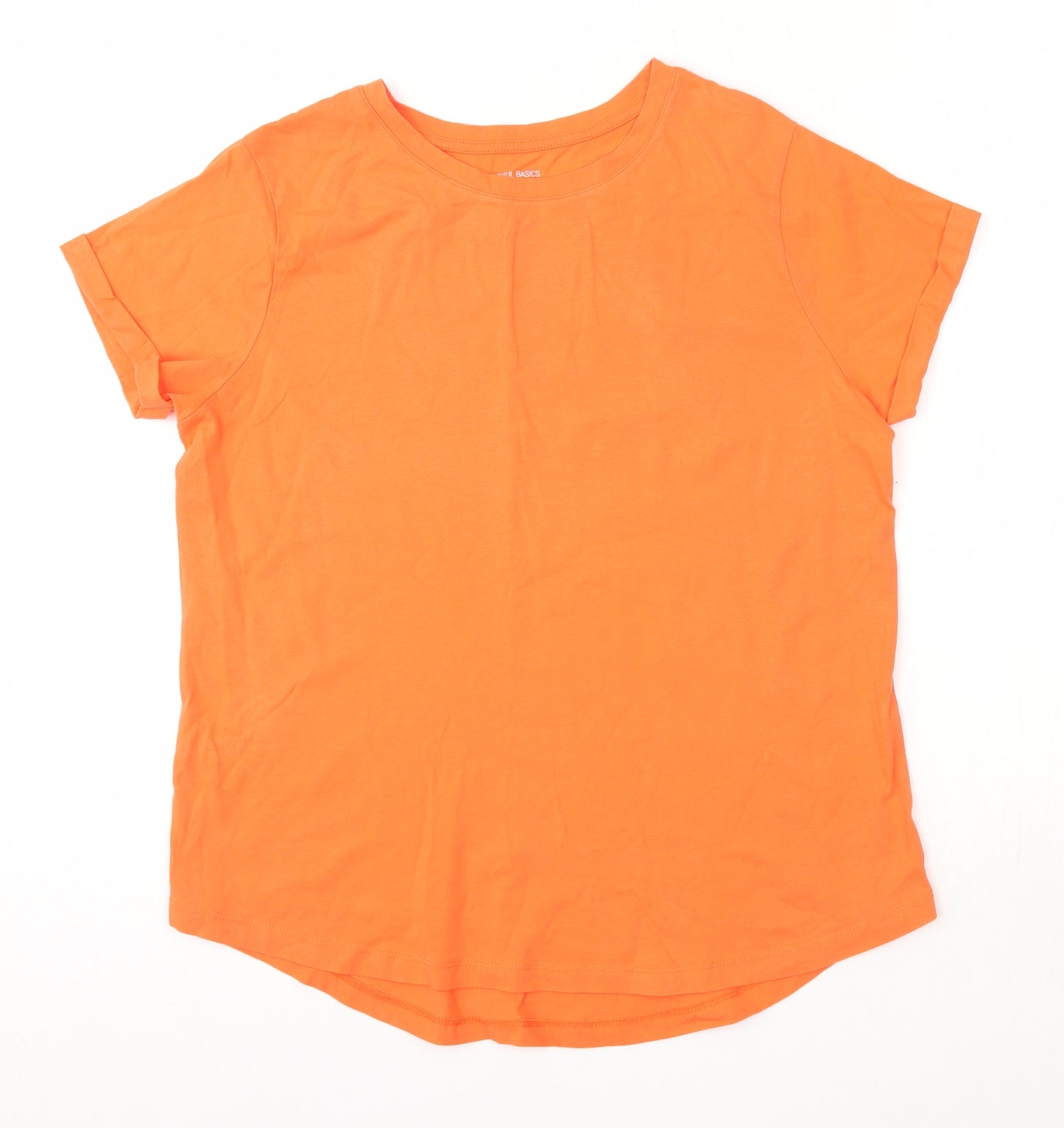 Peacocks Womens Orange  100% Cotton Basic T-Shirt Size 14 Round Neck