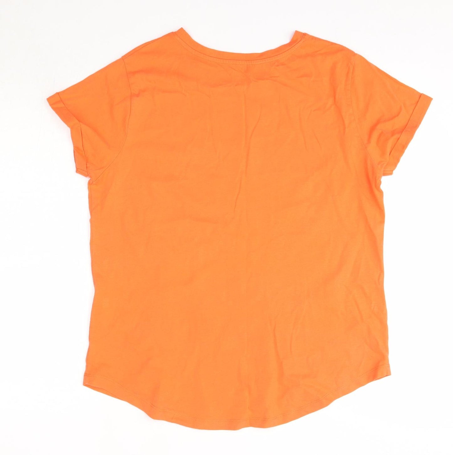 Peacocks Womens Orange  100% Cotton Basic T-Shirt Size 14 Round Neck