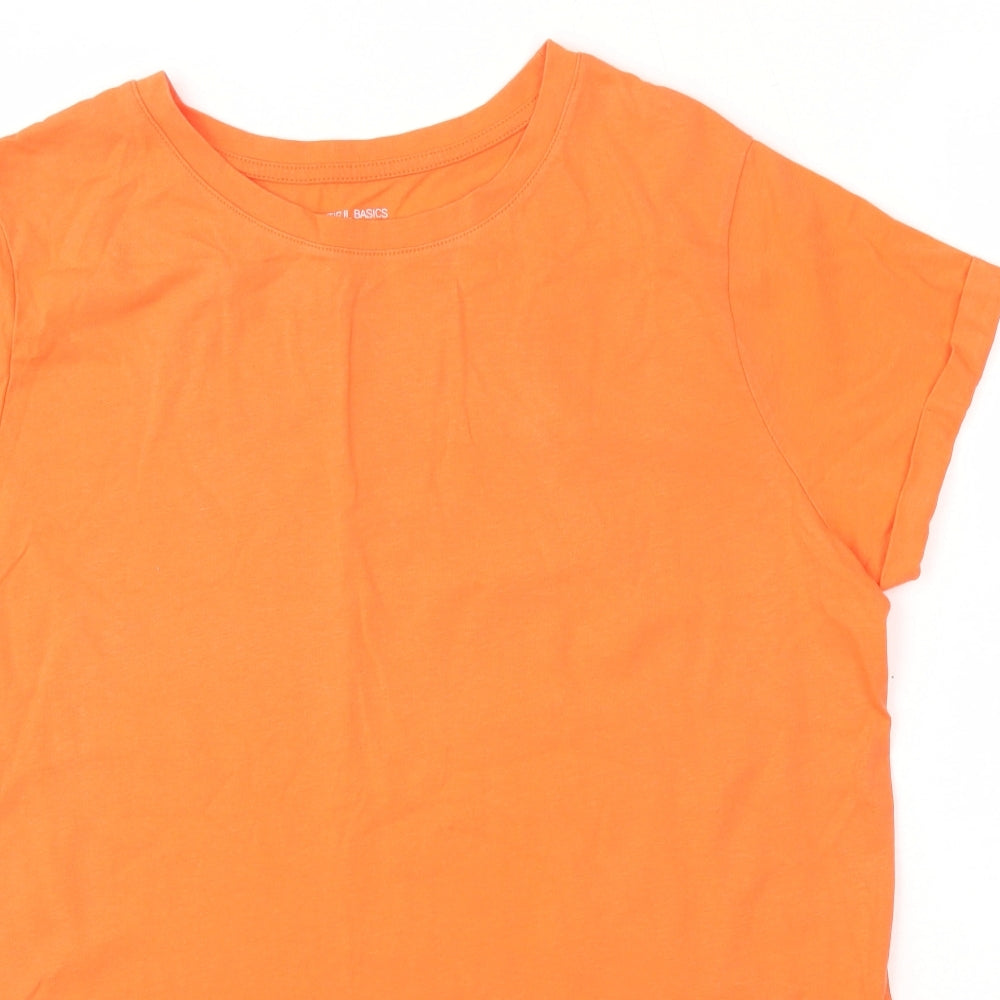 Peacocks Womens Orange  100% Cotton Basic T-Shirt Size 14 Round Neck