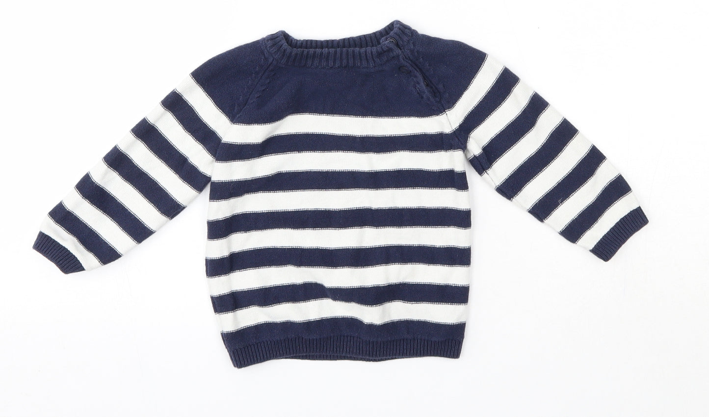 H&M Baby Blue Striped 100% Cotton Pullover Jumper Size 9-12 Months