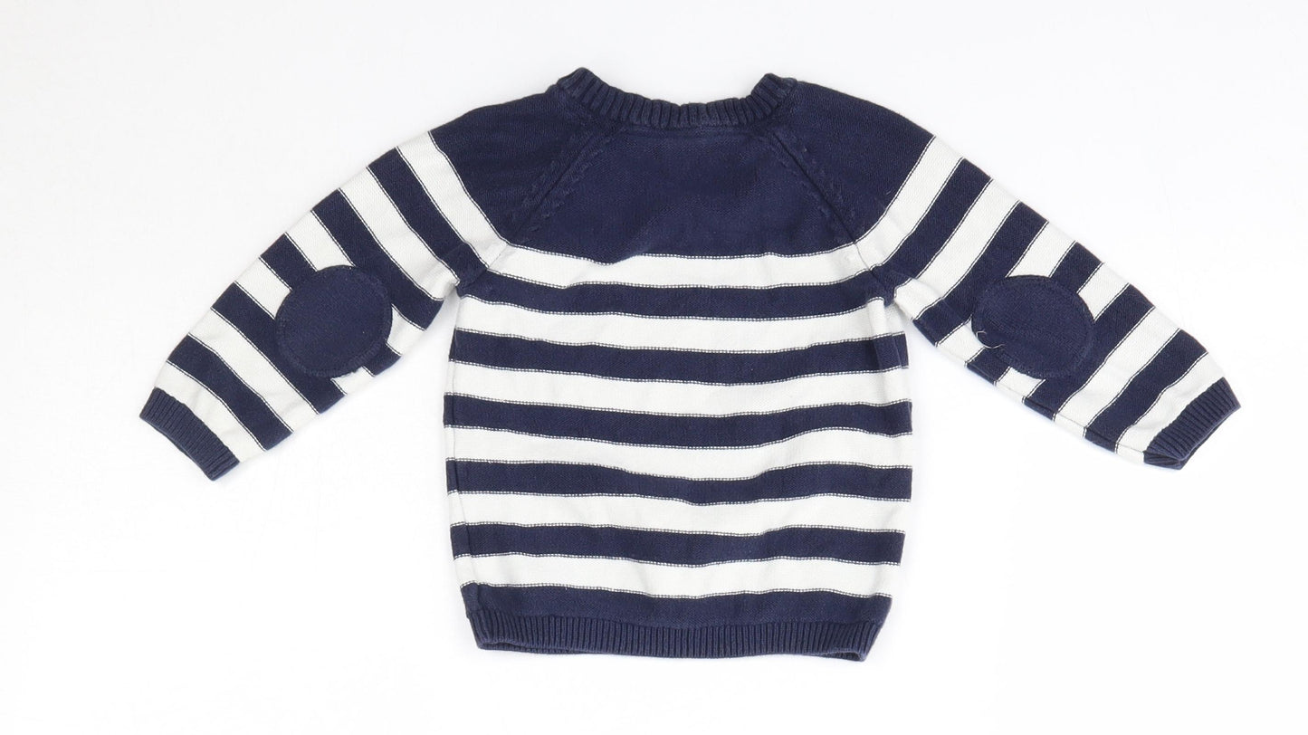 H&M Baby Blue Striped 100% Cotton Pullover Jumper Size 9-12 Months