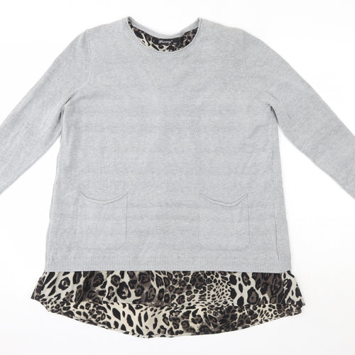 Finery Womens Grey Round Neck  Viscose Pullover Jumper Size S