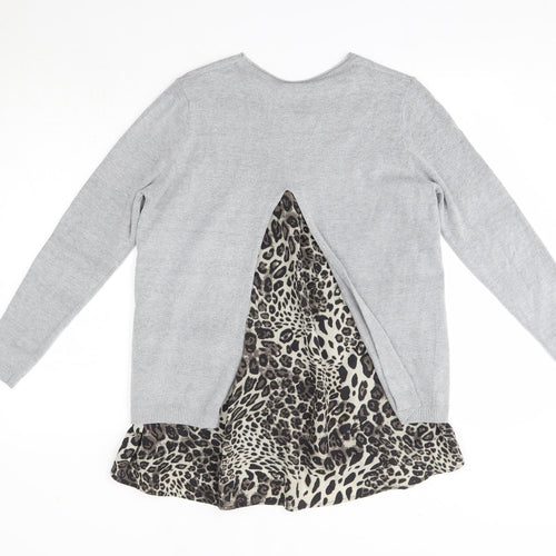 Finery Womens Grey Round Neck  Viscose Pullover Jumper Size S