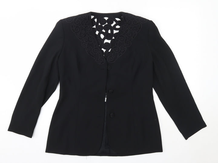 Gina Womens Black Jacket Size 12