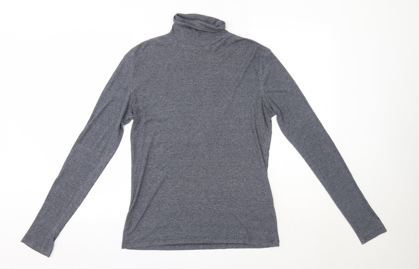 New Look Mens Grey  Viscose  Button-Up Size S Roll Neck