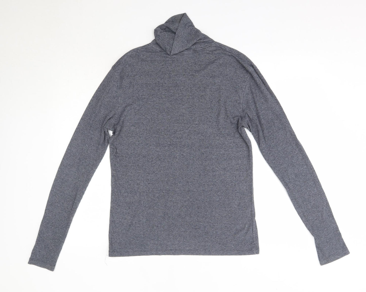 New Look Mens Grey  Viscose  Button-Up Size S Roll Neck