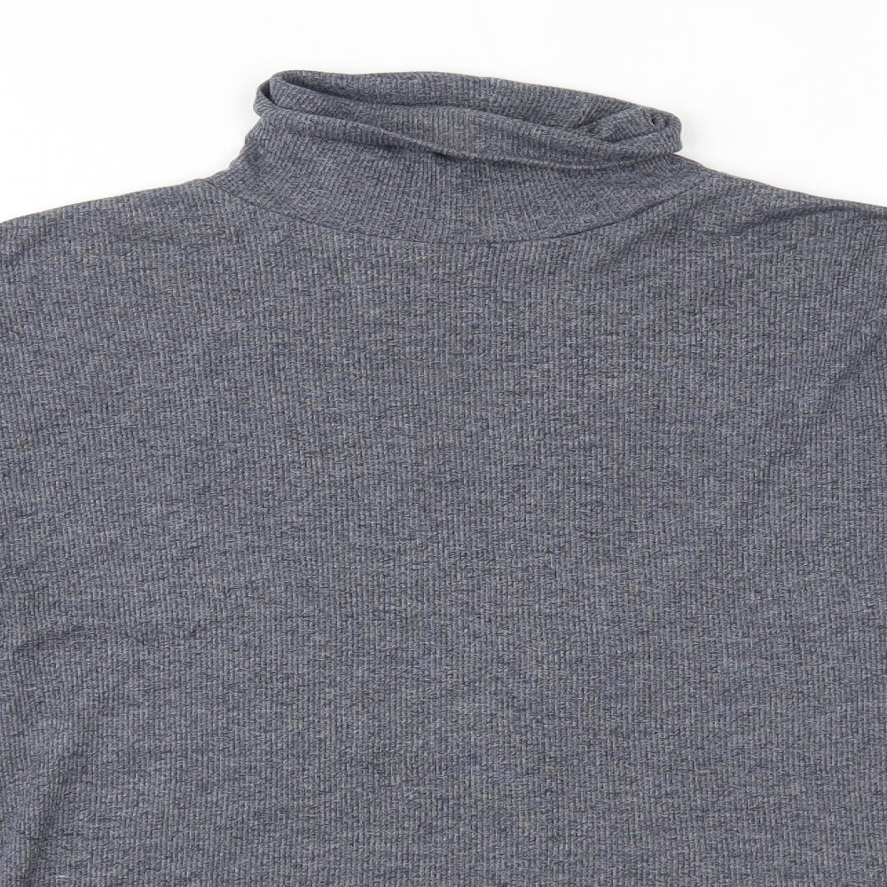 New Look Mens Grey  Viscose  Button-Up Size S Roll Neck