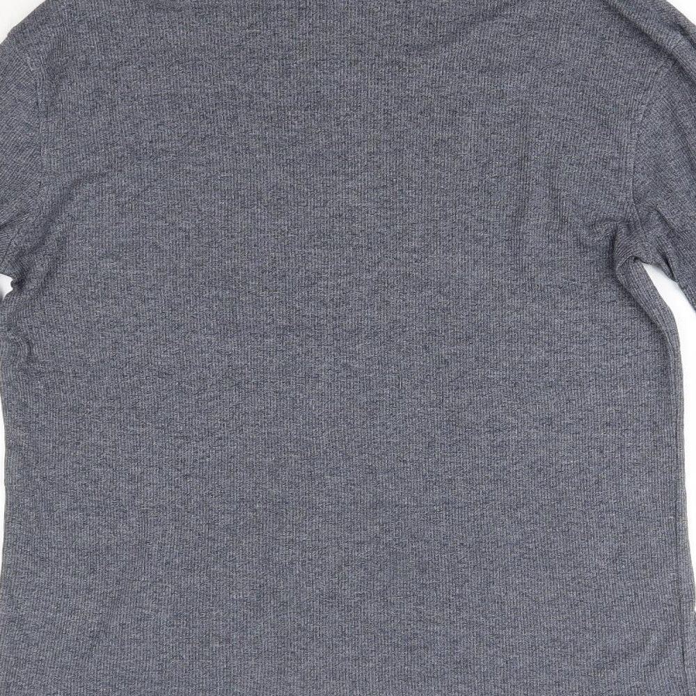 New Look Mens Grey  Viscose  Button-Up Size S Roll Neck